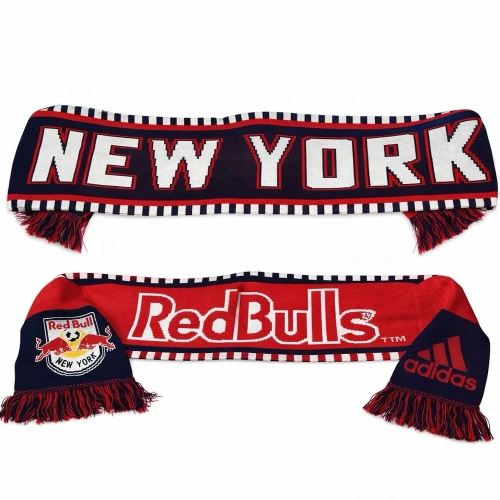 Adidas New York MLS Red Bull New York City FC Soccer Scarf-Red White Blue USA